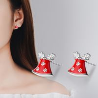 1 Pair Cute Christmas Tree Flower Snowman Epoxy Plating Inlay Copper Zircon Earrings main image 3