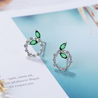 1 Piece Sweet Leaf Plating Inlay Copper Zircon White Gold Plated Ear Studs main image 3