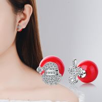 1 Pair Cute Christmas Tree Flower Snowman Epoxy Plating Inlay Copper Zircon Earrings main image 6