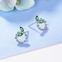 1 Piece Sweet Leaf Plating Inlay Copper Zircon White Gold Plated Ear Studs main image 4