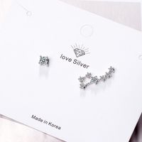 1 Piece Simple Style Shiny Star Asymmetrical Inlay Copper Zircon White Gold Plated Ear Studs main image 3