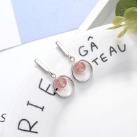 1 Piece Ig Style Simple Style Round Crystal Plating Copper White Gold Plated Drop Earrings main image 4