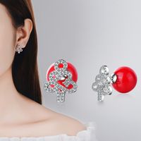 1 Pair Cute Christmas Tree Flower Snowman Epoxy Plating Inlay Copper Zircon Earrings sku image 18