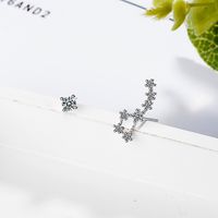 1 Piece Simple Style Shiny Star Asymmetrical Inlay Copper Zircon White Gold Plated Ear Studs main image 4