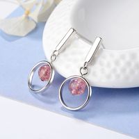 1 Piece Ig Style Simple Style Round Crystal Plating Copper White Gold Plated Drop Earrings main image 1