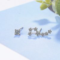 1 Piece Simple Style Shiny Star Asymmetrical Inlay Copper Zircon White Gold Plated Ear Studs main image 1
