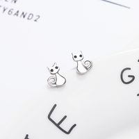 1 Pair Cute Cat Plating Inlay Copper Zircon White Gold Plated Ear Studs main image 4