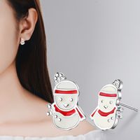 1 Pair Cute Christmas Tree Flower Snowman Epoxy Plating Inlay Copper Zircon Earrings sku image 2
