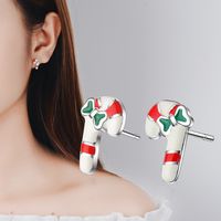 1 Pair Cute Christmas Tree Flower Snowman Epoxy Plating Inlay Copper Zircon Earrings sku image 11