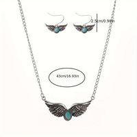 Retro Wings Alloy Inlay Turquoise Women's Jewelry Set sku image 2
