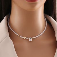 Original Design Simple Style Letter Artificial Crystal Shell Beaded Handmade 18K Gold Plated Women's Necklace sku image 2