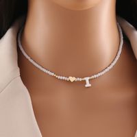 Original Design Simple Style Letter Artificial Crystal Shell Beaded Handmade 18K Gold Plated Women's Necklace sku image 25