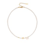 Original Design Simple Style Letter Artificial Crystal Shell Beaded Handmade 18K Gold Plated Women's Necklace main image 10