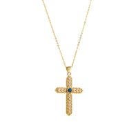 Modern Style Simple Style Cross Copper Plating Inlay Pearl Zircon Pendant Necklace sku image 3