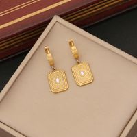 304 Stainless Steel Copper 18K Gold Plated Retro Commute Plating Inlay Rectangle Zircon Jewelry Set main image 6