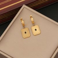 304 Stainless Steel Copper 18K Gold Plated Retro Commute Plating Inlay Rectangle Zircon Jewelry Set main image 7