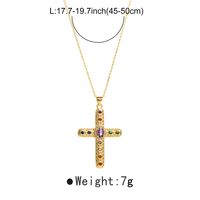 Modern Style Simple Style Cross Copper Plating Inlay Pearl Zircon Pendant Necklace main image 2
