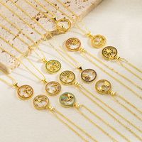 Modern Style Simple Style Round Constellation Copper Zircon Pendant Necklace In Bulk main image 3
