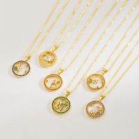 Modern Style Simple Style Round Constellation Copper Zircon Pendant Necklace In Bulk main image 4