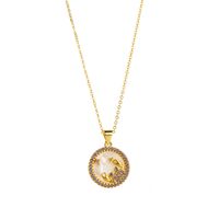Modern Style Simple Style Round Constellation Copper Zircon Pendant Necklace In Bulk sku image 6