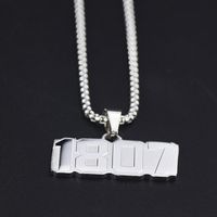 304 Stainless Steel 18K Gold Plated Hip-Hop Plating Number Pendant Necklace main image 5