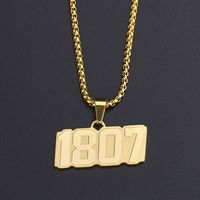 304 Stainless Steel 18K Gold Plated Hip-Hop Plating Number Pendant Necklace main image 4