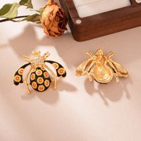 1 Piece Retro Simple Style Bee Plating Inlay Copper Rhinestones 18k Gold Plated Ear Studs main image 3