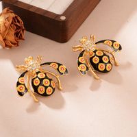 1 Piece Retro Simple Style Bee Plating Inlay Copper Rhinestones 18k Gold Plated Ear Studs main image 2