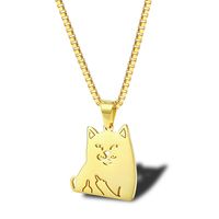 304 Stainless Steel 18K Gold Plated Hip-Hop Funny Plating Cat Pendant Necklace main image 7