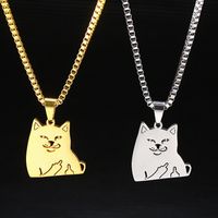 304 Stainless Steel 18K Gold Plated Hip-Hop Funny Plating Cat Pendant Necklace main image 5