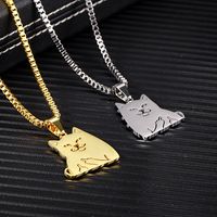 304 Stainless Steel 18K Gold Plated Hip-Hop Funny Plating Cat Pendant Necklace main image 6