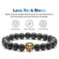 Casual Classic Style Round Lion Stainless Steel Volcanic Rock Beaded Women's Bracelets main image 4