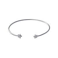 Elegant Star Solid Color Sterling Silver Plating Inlay Zircon White Gold Plated Bangle sku image 1