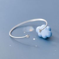 Elegant Star Solid Color Sterling Silver Plating Inlay Zircon White Gold Plated Bangle main image 4