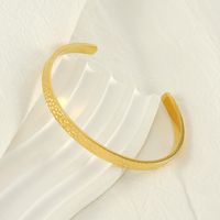 Simple Style Solid Color 304 Stainless Steel 18K Gold Plated Titanium Steel Cuff Bracelets Bangle In Bulk main image 3