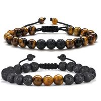 Casual Classic Style Round Lion Stainless Steel Volcanic Rock Beaded Women's Bracelets sku image 4