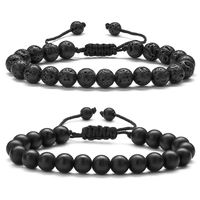 Casual Classic Style Round Lion Stainless Steel Volcanic Rock Beaded Women's Bracelets sku image 1