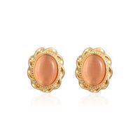 1 Pair Elegant French Style Oval Polishing Plating Inlay 304 Stainless Steel Opal 18K Gold Plated Ear Studs main image 5