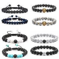 Casual Classic Style Round Lion Stainless Steel Volcanic Rock Beaded Women's Bracelets main image 7