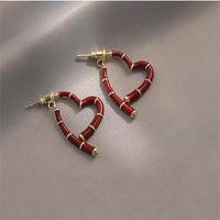 1 Pair Cute Sweet Heart Shape Enamel Plating Alloy Gold Plated Silver Plated Drop Earrings sku image 1