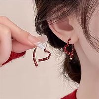 1 Pair Cute Sweet Heart Shape Enamel Plating Alloy Gold Plated Silver Plated Drop Earrings main image 1