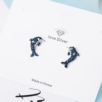 1 Pair Ig Style Dolphin Plating Inlay Copper Artificial Crystal White Gold Plated Ear Studs main image 3