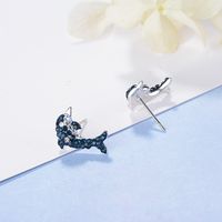 1 Pair Ig Style Dolphin Plating Inlay Copper Artificial Crystal White Gold Plated Ear Studs main image 4