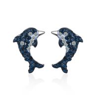 1 Pair Ig Style Dolphin Plating Inlay Copper Artificial Crystal White Gold Plated Ear Studs main image 5