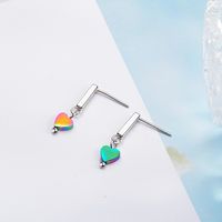 1 Pair Simple Style Heart Shape Plating Copper Drop Earrings main image 3