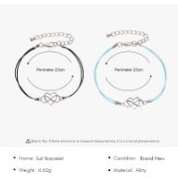 Simple Style Infinity Heart Shape Alloy Wax Line Plating Hollow Out Couple Bracelets main image 2