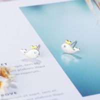 1 Pair Ig Style Cute Whale Plating Hollow Out Copper Ear Studs main image 4