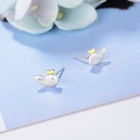 1 Pair Ig Style Cute Whale Plating Hollow Out Copper Ear Studs main image 1