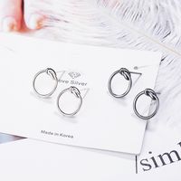 1 Pair Simple Style Round Plating Copper White Gold Plated Ear Studs main image 1