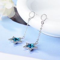 1 Pair Simple Style Classic Style Star Plating Inlay Copper Crystal Zircon Drop Earrings main image 3